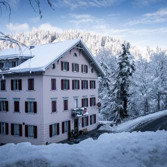The Beverin restaurant in winter