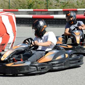 Karting at the outdoor karting track in Cazis