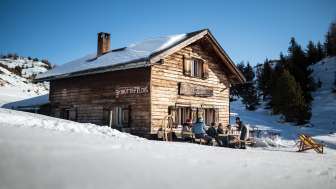 The Feldis ski hut in summer