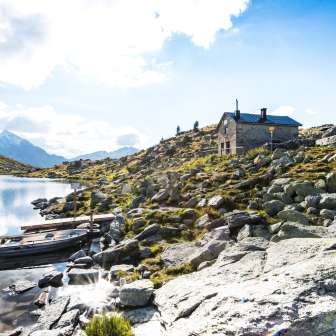 Upper Lake Suretta with lake hut and rowing boat