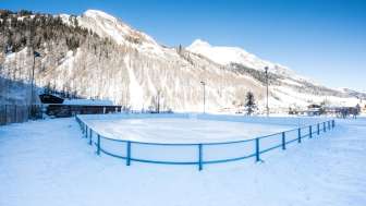 The natural ice rink at Camping Splügen