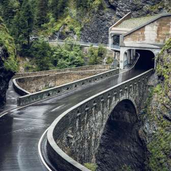 The Wilden and Premoli bridges from above in the rain