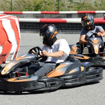 Karting at the outdoor karting track in Cazis