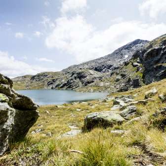 Upper Schwarzsee above the Madrisa Valley in the Avers