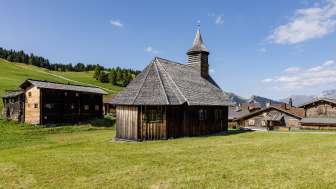 The wooden church in Obermutten The wooden church in Obermutten