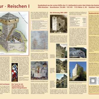 Information board at the La Tur castle ruins