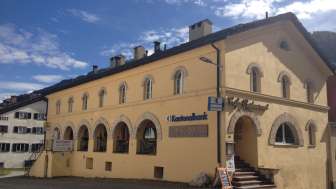 The old customs house in Splügen in summer