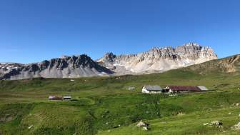 Alpine festival with mountain church service