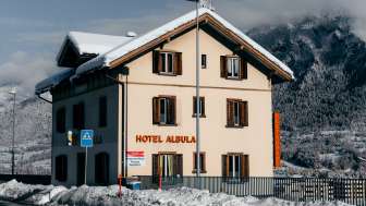 The Hotel Restaurant Albula in Thusis in summer