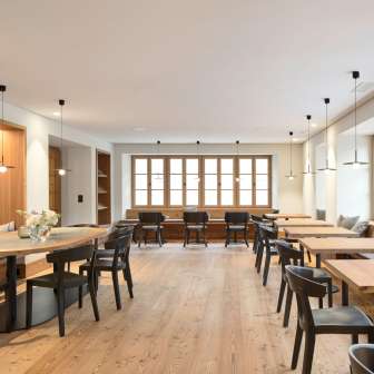 The restaurant of the Hotel Post in Andeer