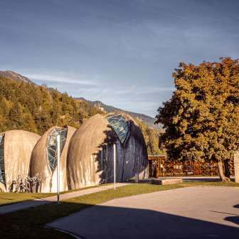 The stone church in Cazis in the fall
