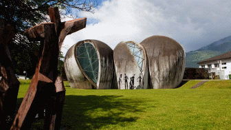 The stone church in Cazis in the fall