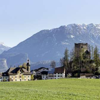 Sins Paspels Castle and ruins in summer