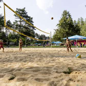 The beach volleyball court at Badi Thusis