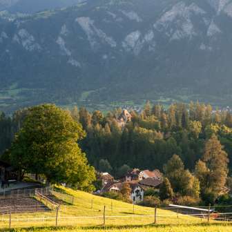 Sunrise at Untertagstein Castle in Masein
