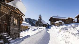 The wooden church in Obermutten