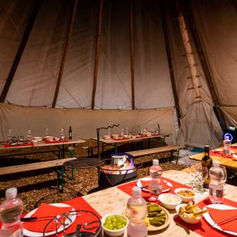 The tipi on the toboggan run is perfect for team events