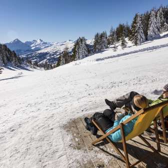 The view from the Feldis ski hut in winter