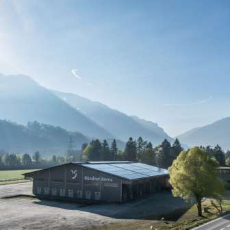 The Bündner Arena Cazis from the outside