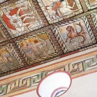 The historical paintings on the wooden ceiling of St. Martin's Church in Zillis