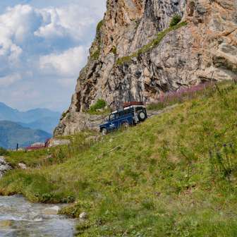 An off-road vehicle takes you up to Alp Taspegn