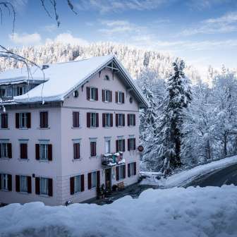 The Beverin restaurant in winter