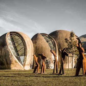 The stone church in Cazis in the fall