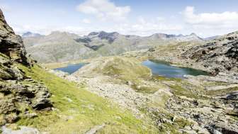 The Schwarzsee lakes above the Madrisa Valley in the Avers