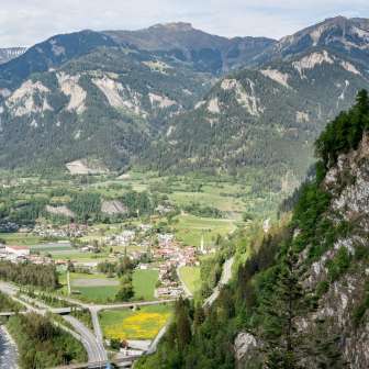 View of Sils i.D. and Hohen Rätien from the Känzeli