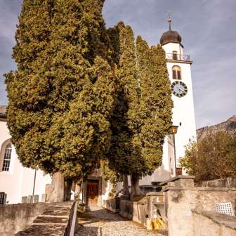 Ascent to the reformed church in Andeer